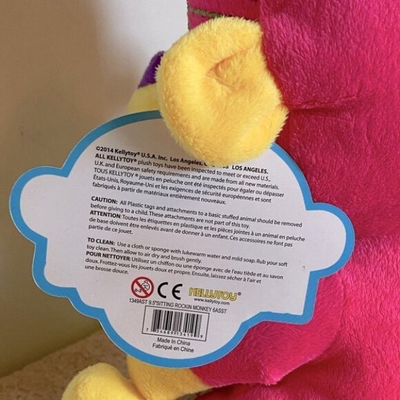 Vintage Kellytoy Pink Rockin’ Monkey Plush - Picture 6 of 9